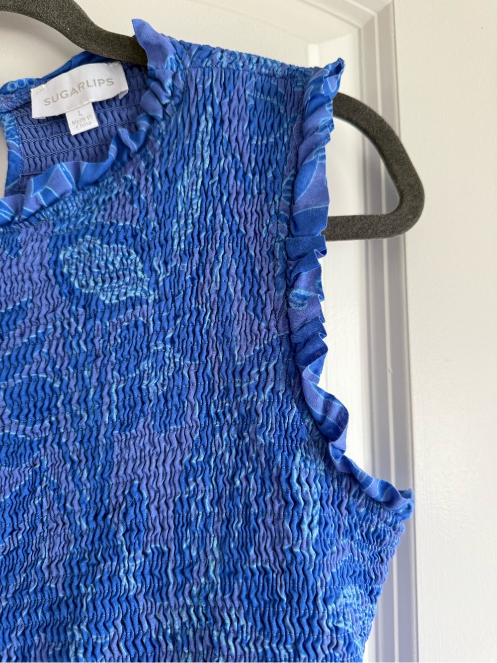 Sugarlips Warren Floral Cecil Smocked Sleeveless Sun Dress, sz. L, pockets! - Picture 11 of 16